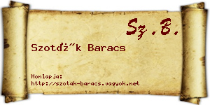 Szoták Baracs névjegykártya